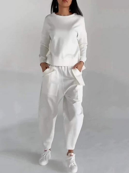 LORA - CASUAL RUNDHALS-ZWEITEILER MIT LANGARM